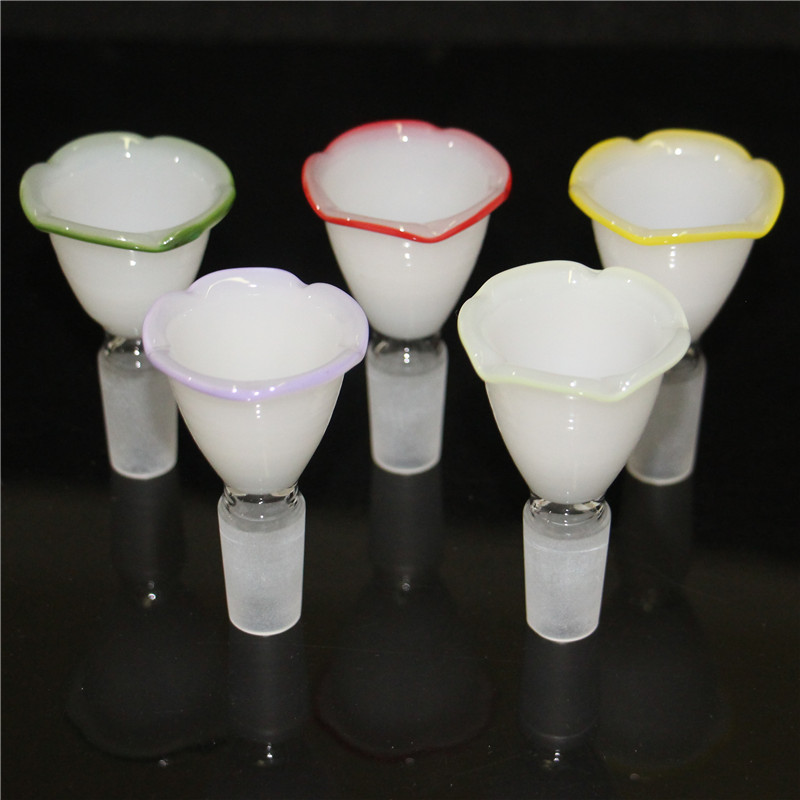 Thick Glass tobacco Bowls Flower Shape Glass Bong smoking Bowl 14mm 18mm male Joint for Water Pipes Oil Rigs