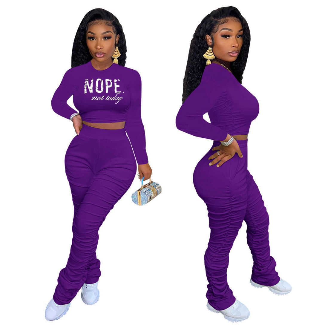 Women Tracksuits Two Piece Set Designer 2023 New Casual Set Spring And Autumn Long Sleeve T-shirt Nope Pleated Heap Pants Sportwear 9 Colours