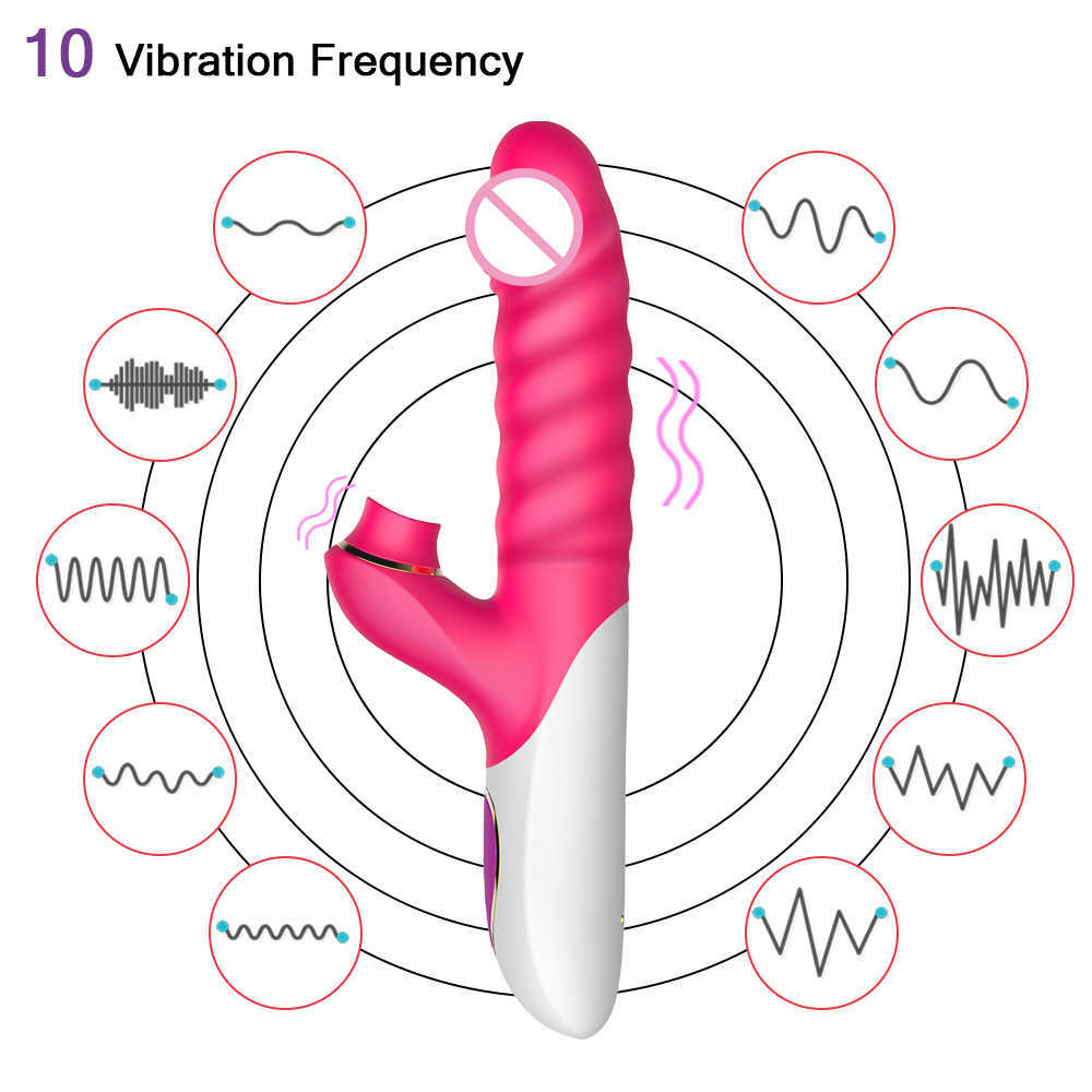 Articoli di bellezza Nuovo dildo vaginale telescopico Vibratore G Spot Clit Sucker Stimolatore del clitoride Massaggio Leccata Vibratori Giocattoli sexy donne Adulti