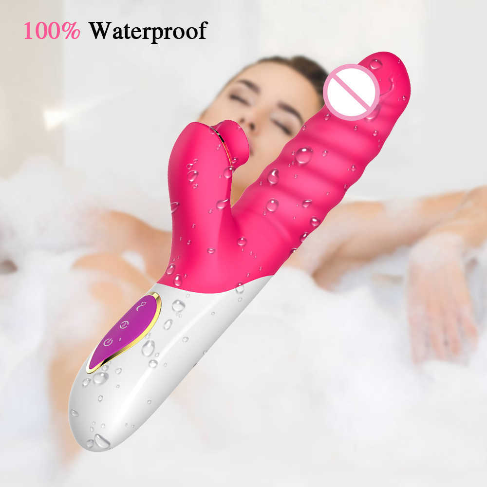 Articoli di bellezza Nuovo dildo vaginale telescopico Vibratore G Spot Clit Sucker Stimolatore del clitoride Massaggio Leccata Vibratori Giocattoli sexy donne Adulti