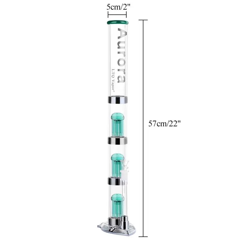 Rök tillbehör aurora led lätt vatten rör glas bong kit vattenpipa sillicon tobaksrör 22 tum höjd för rök butiksförsörjning