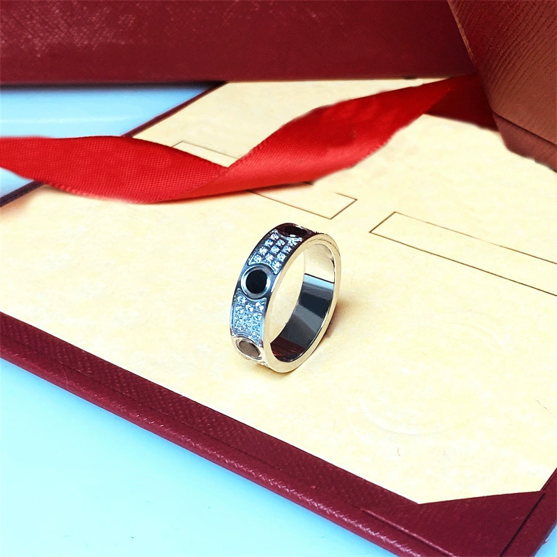 Кольцо с винтом и бриллиантами, мужские кольца, классические роскошные дизайнерские украшения для женщин, Титановая сталь, сплав позолоченный, золото, серебро, роза Ne258B