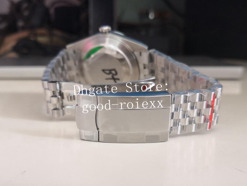 41mm Orologi da uomo Roman Wimbledon Orologio da uomo Bpf Automatico Asia 2813 Data Bp Lunetta scanalata Bracciale Giubileo Modello Pit Menta G215M