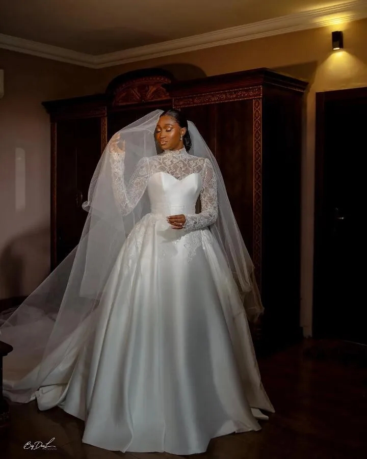 2023 Modern African Mermaid Wedding Dresses with Detachable Train Puffy Skirt High Neck Royal Bridal Gowns Vestido De Novia