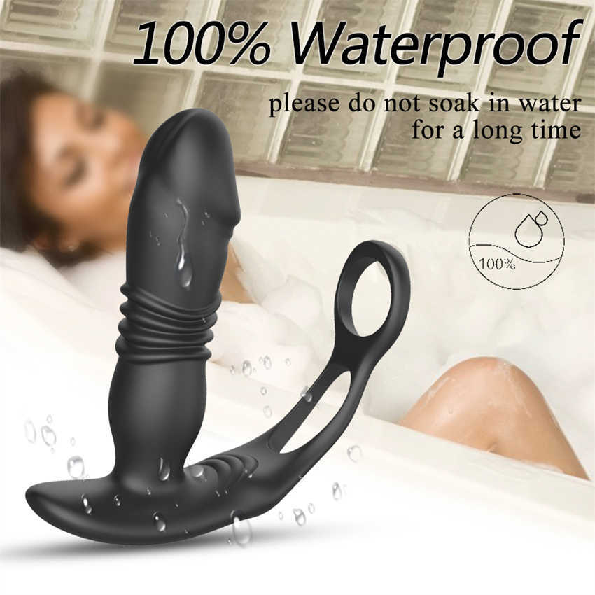 Itens de beleza empurrando massageador de próstata Vibrador anal de silicone para homens atraso ejaculação butt plug gock anel de brinquedos sexy de masturbação gay vidrador