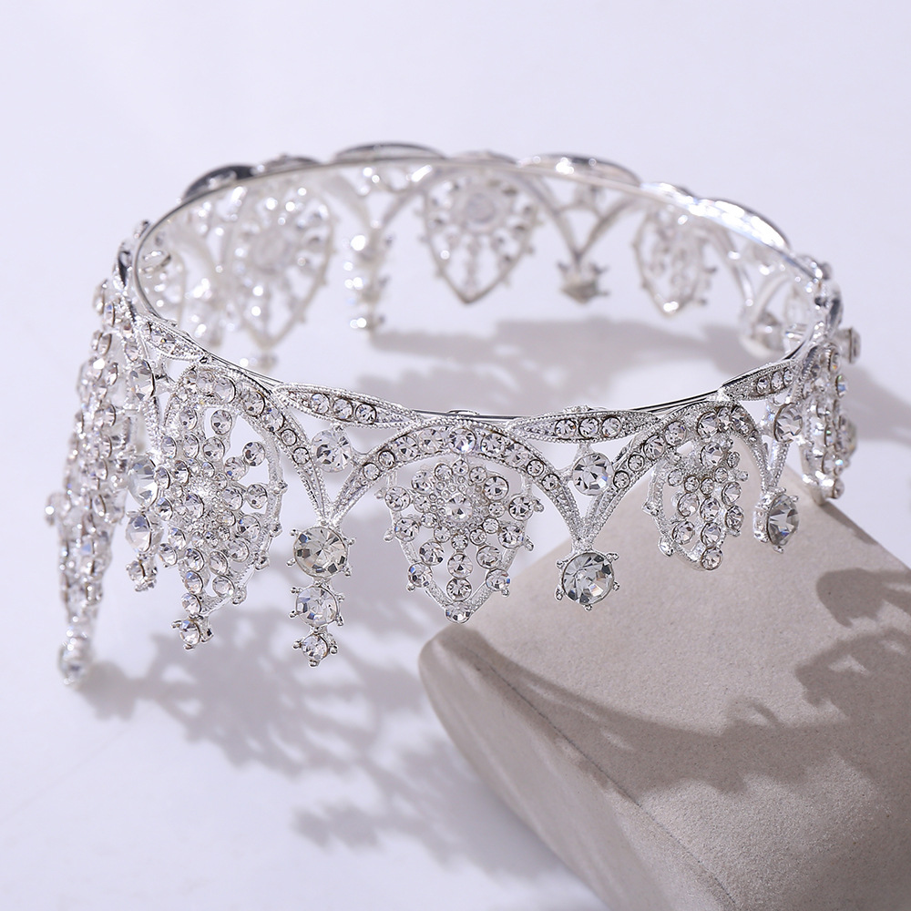 Işıltılı kristaller gelin taç başlıkları altın gümüş kraliyet kraliçe tiaras saç bandı kadın saç aksesuarları düğün nişan balığı mücevherleri cl1660