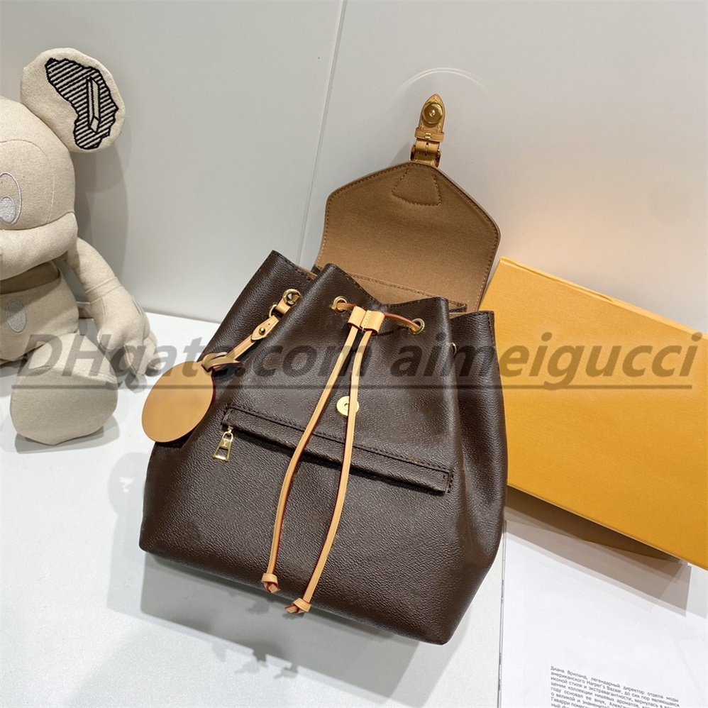 Cuir véritable MONTSOURIS sac à dos femme classique fleur marron mode cuir sac de voyage designer boucle cravate corde sac à dos Style 270p