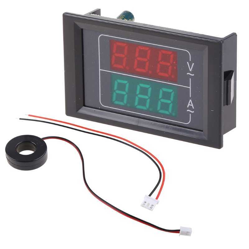 Digital Voltmeter Ammeter AC50-500Amp Voltage Current Volt Amp Meter Tester 3 Bits Dual LED Display PanelRed-Green