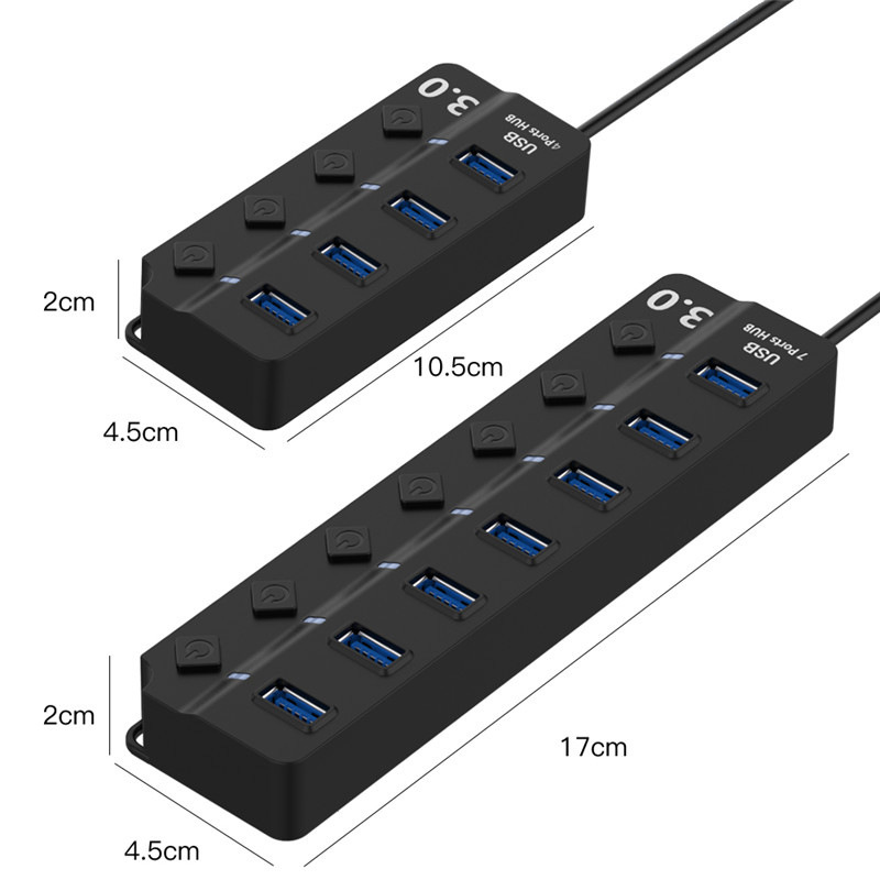 USB 3.0 HUB 5GBPS HIGHT Multi USB Flight 3 HAB استخدام محول الطاقة 4 المنافذ 7 منافذ متعددة مع التبديل لجهاز الكمبيوتر المحمول للكمبيوتر الشخصي