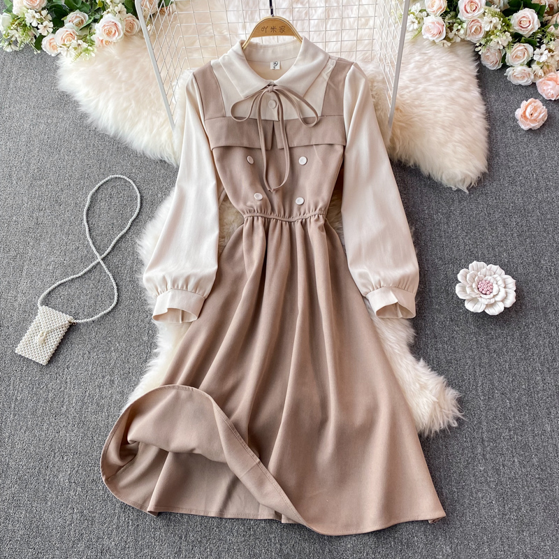 2023 Fashion A Line Casual Dresses Sexy Summer New arrive Above Knee Lace dress women Short sleeve Runway Vetidos Korean Two-piece Robe Contrast Peter French Vestido