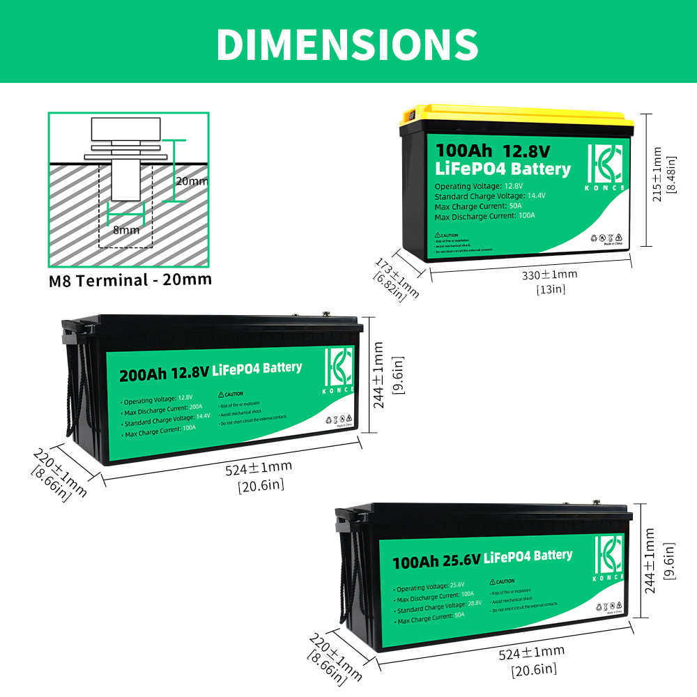 100AH ​​LIFEPO4 Pil Paketi 12V 24V 200AH Şarj Edilebilir Derin Döngü Lifepo4 Folkliftler için Yerleşik BMS Golf Arabaları Tekneler RV EV VANS