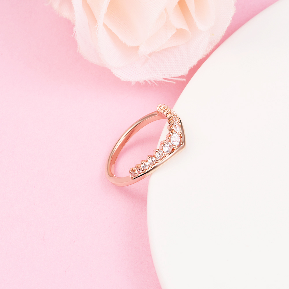 Rose Gold Plated Timeless Wish Floating Pave Ring Fit Pandora Jewelry Engagement Wedding Lovers Fashion Ring