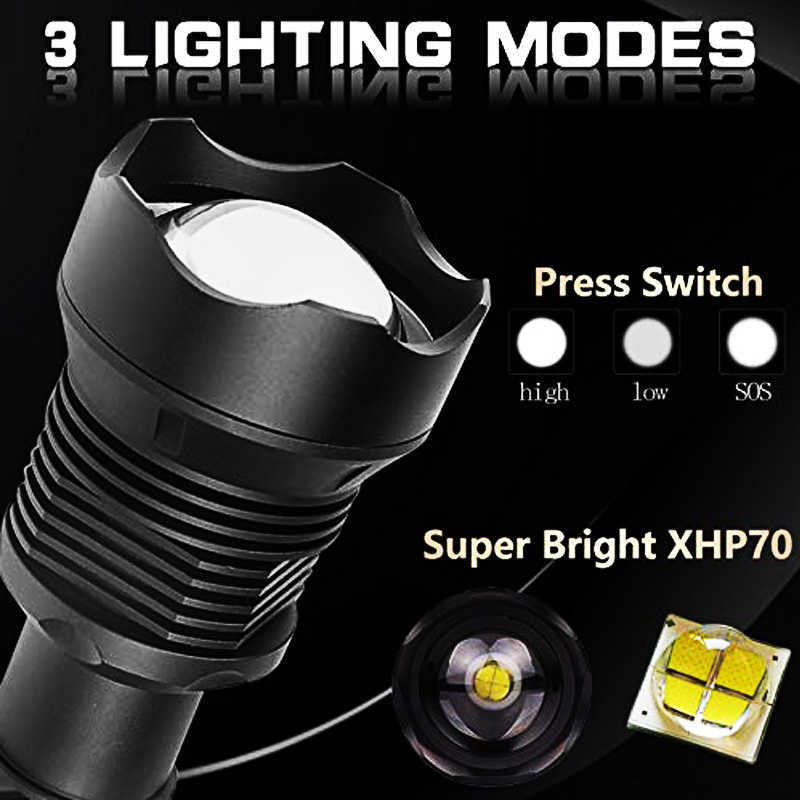 Flashlights facklor 350000CD XPH90 70 50 LED/kraftfull/uppladdningsbar/taktisk/hanterad/EDC ficklampor Cob Bike/Camping/Underwater/Search/Portable Light 0109