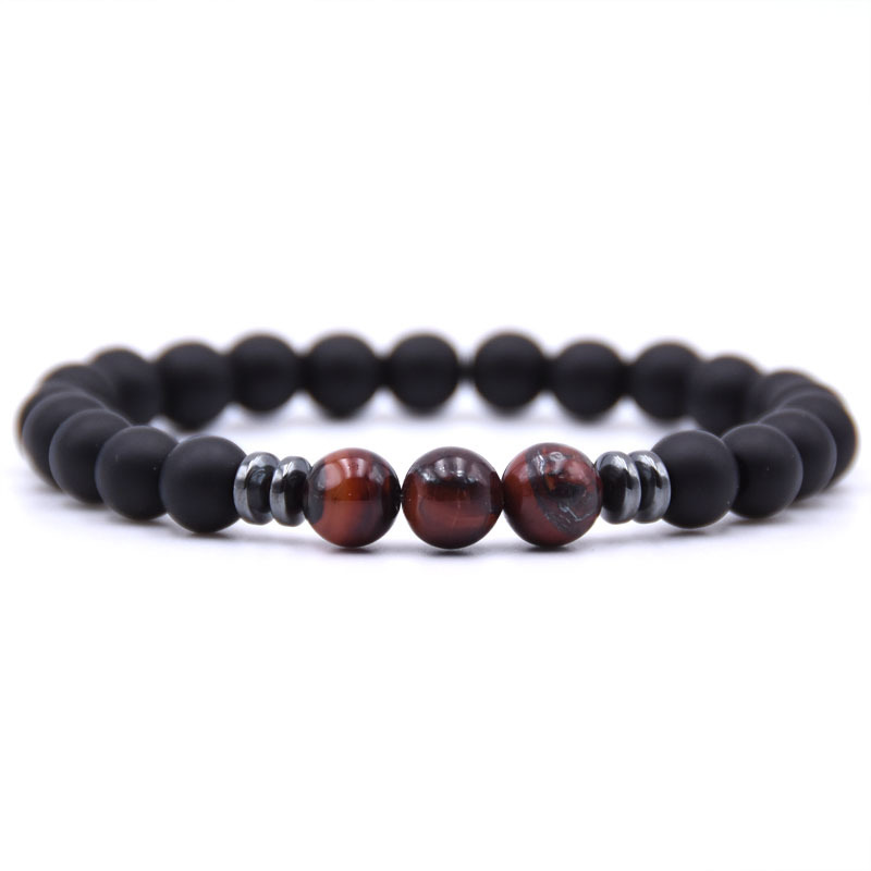 8 mm mat zwart natuursteen kralen streng armband roodblauw groen agataties hematiet edelsteen voor vrouwen mannen boeddha energie yoga sieraden