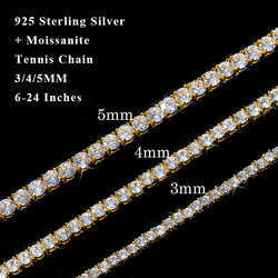 Factory Wholesale Iced Out 925 VVS Bracelet de chaîne de tennis de diamant Moisanite Collier 3 mm 4 mm 5 mm 6 mm 8 mm personnalisé 10k 14k Gold 2523