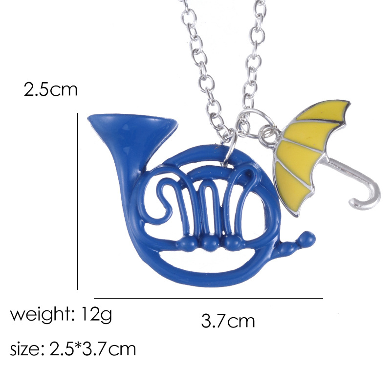 Cut Necklace Blue French Horn Yellow Paraply Charm Choker for Women Jewelry Gift Wholesale Midy Classic Movie Style