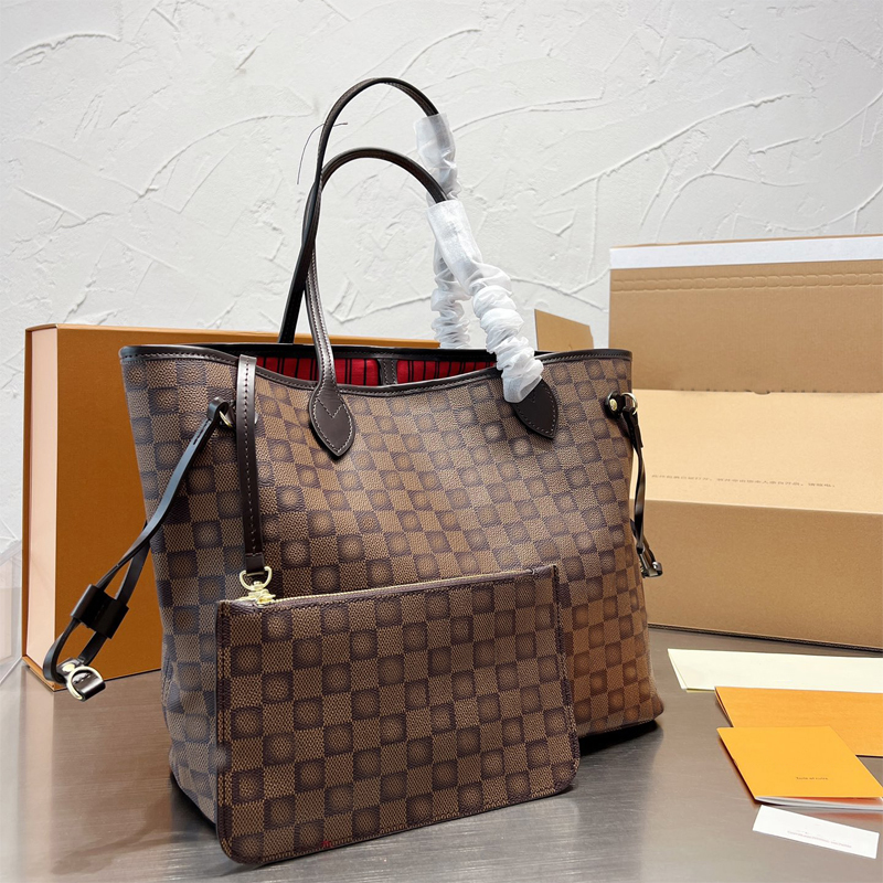 Modedesigner väska lyx neverfulls mm kvinnor handväskor messenger damer axel äkta läder tote handväska präglad cross bod1985