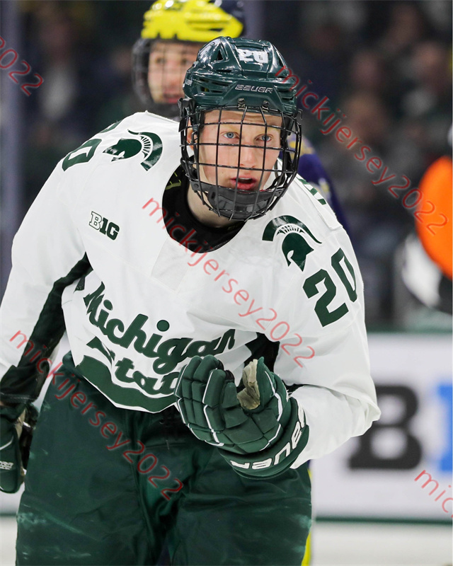 MSU Hockey Jersey Trey Augustine Patrick Geary Artyom Levshunov Austin Oravetz Maxim Strbak Tommi Mannisto Griffin Jurecki Customed Męs Młodzież MSU Jerseys