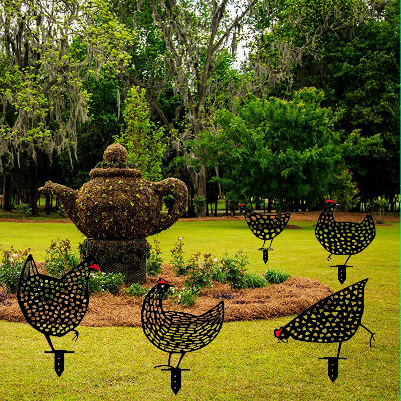 Acryl Roaster Statue Garden Decoratie Hollow Out Animal Chicken Sculpture for Home Backyard Lawn Decoration