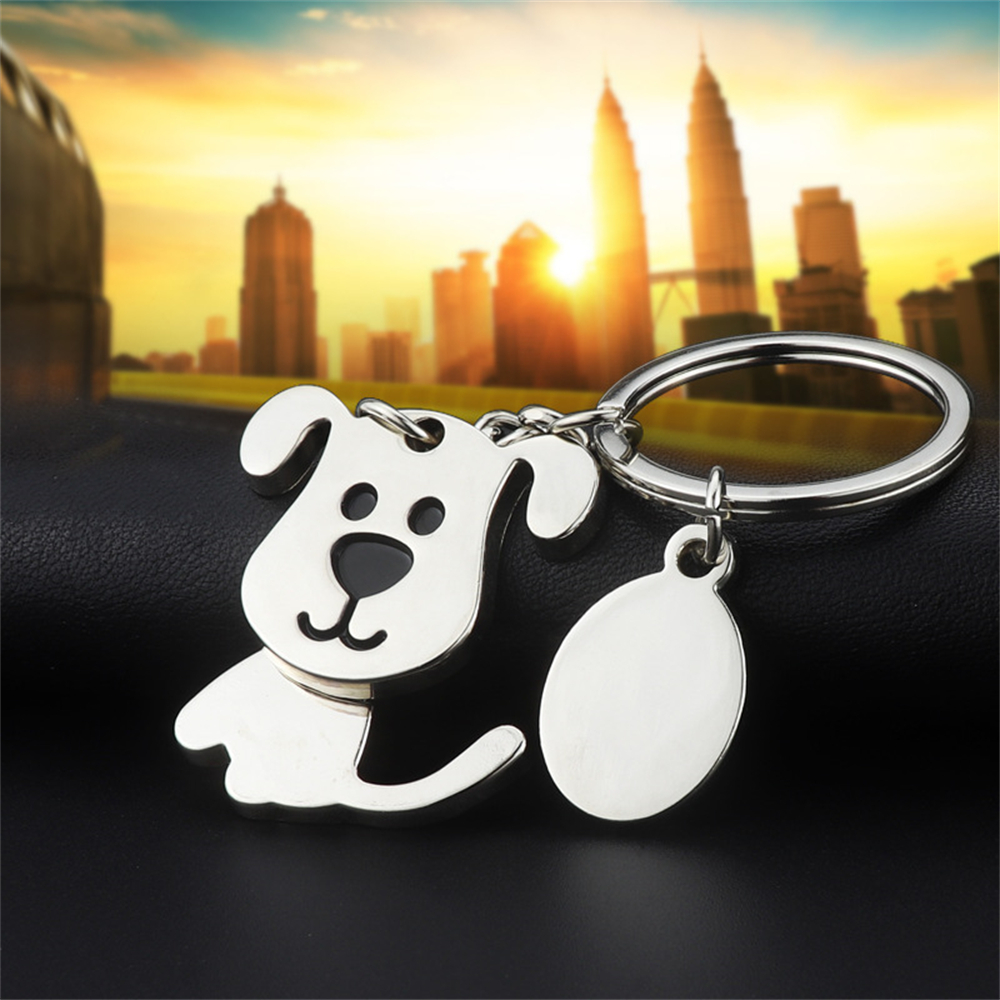 Süßer Tierschlüsselring kreativer 360-Grad-Shaking Head Dog Katze Schlüsselbund Charme Pet Lovers Souvenir Bag Ornamente Accessoires