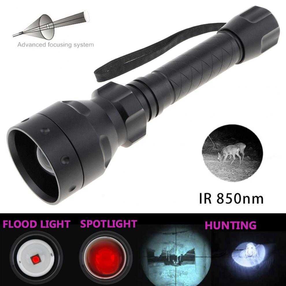 Taschenlampen, T50, große Reichweite, Infrarot, zoombar, 10 W, IR 850–940 nm, LED-Reichweite, Strahlung, taktische Taschenlampe mit Nachtsicht für die Jagd, Taschenlampe 0109