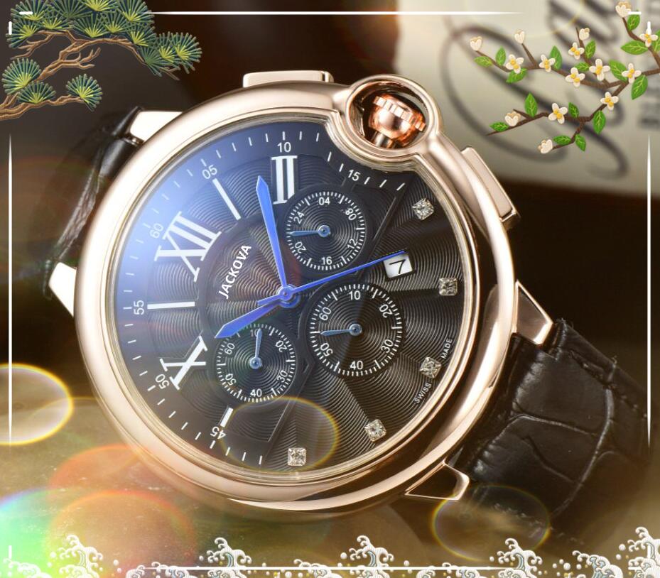 Crime premium masculino relógios totalmente funcionais cronômetro 43mm movimento de quartzo relógio de tempo masculino popular cinto de couro genuíno annua219s