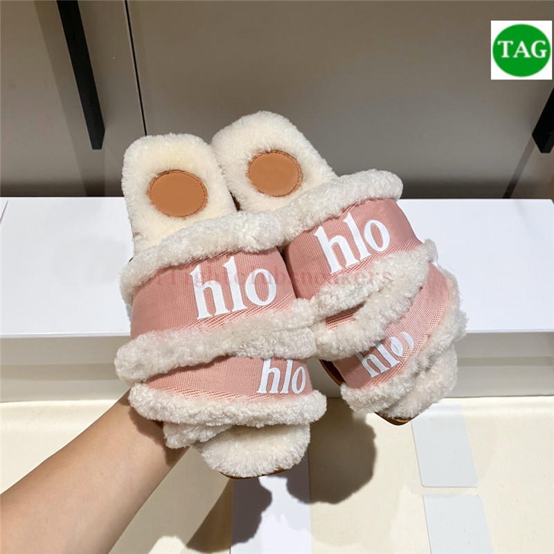 Fashion Coe Paris Designer Slippers Woody Flat Shearling Mule Sandalen Wit Zwart Beige Bourgundy Women Shoes Winter Comfort Buiten Sandaal Damesglaasjes