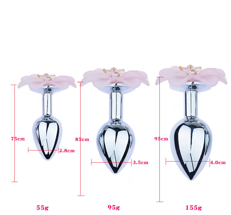 금속 항문 플러그 남성 및 여성 자위기 스테인레스 스틸 꽃 엉덩이 장난감 전립선 마사지