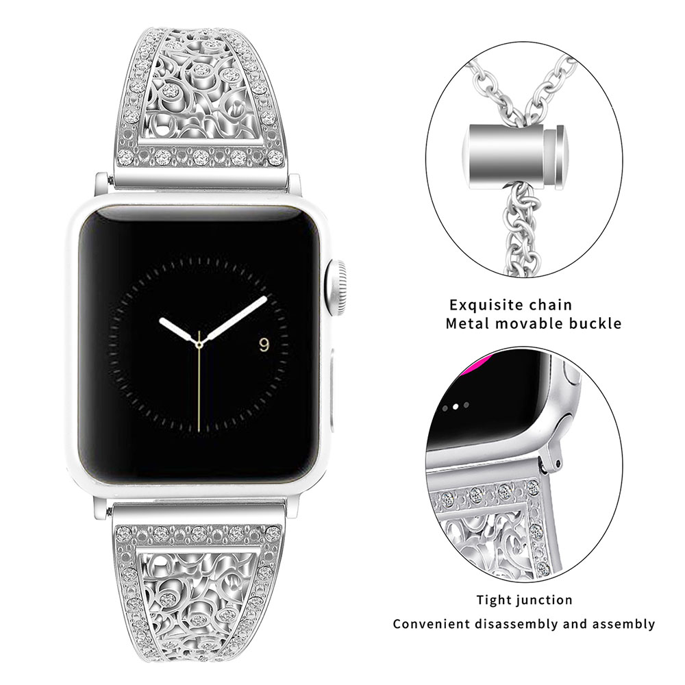 Apple Watch Bands için Lüks Bilezik Ultra 49mm 41mm 45mm Iwatch Serisi 8 7 6 5 SE 4 3 Straps 40mm 44mm Moda Hediyesi Kadın Şık Mücevher Elmas Bileklik