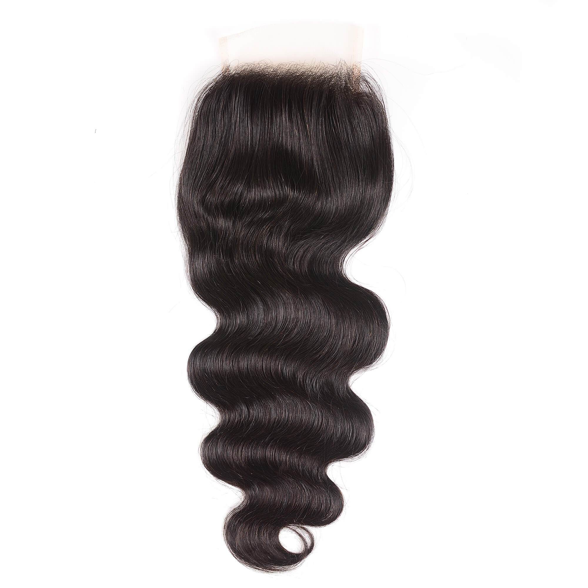 Body wave straight silky top lace closure 5x5 swiss transparent lace preplucked small knots