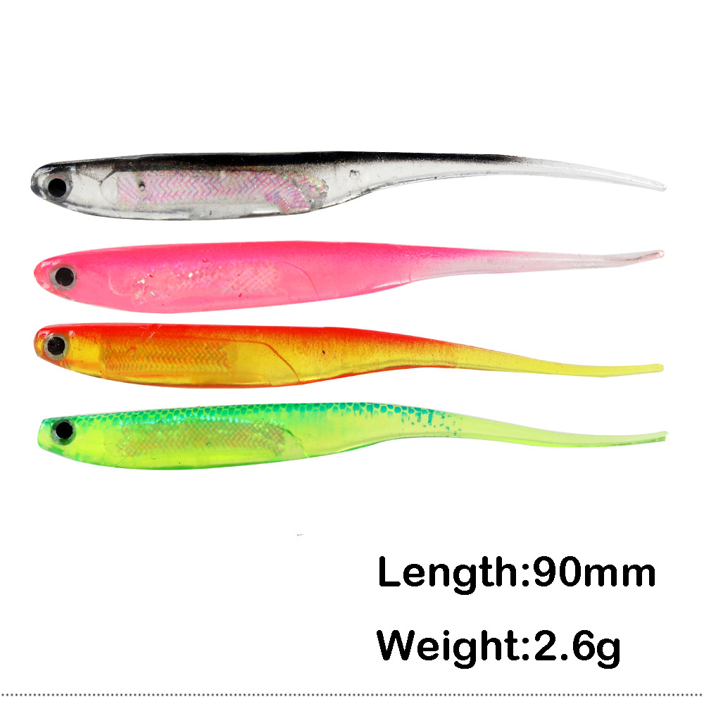 /bag Fishing Rainbow Soft Bait T Tail Lifelike fish Sequin Swing Fishing Spinner Baits Worm Soft Lures Saltwater Freshwater For Bass