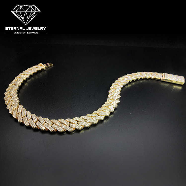 Factory Custom Men Hip Hop Iced Out 18inch Solid S925 10k 14k 18k Gold Yellow 10mm Moissanite Diamond Cuban Chain Link Necklace259p