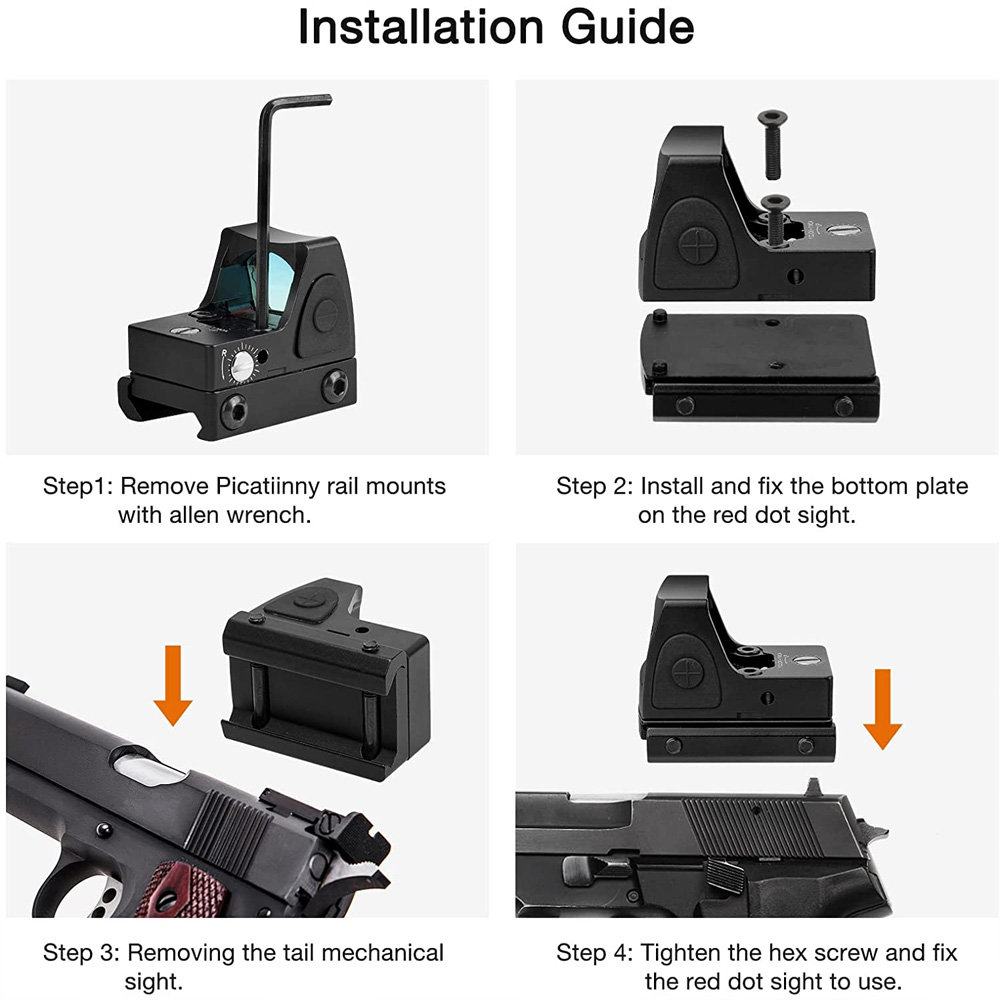 RMR /VISM, Mini Taktik Kırmızı Dot Görme Av Tüfek Refleks Görüş Airsoft Glock Holografik Evren Picatinny Weaver Rail için Çekim