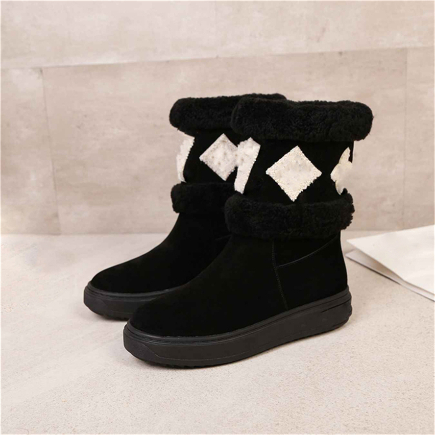 2023 Designer Paris Snowdrop Flat Botkle Boots Laine doublure en caoutchouc-semelle ext￩rieure Suede Street Street Cuir Plain en cuir Martin Bottises d'hiver avec bo￮te d'origine