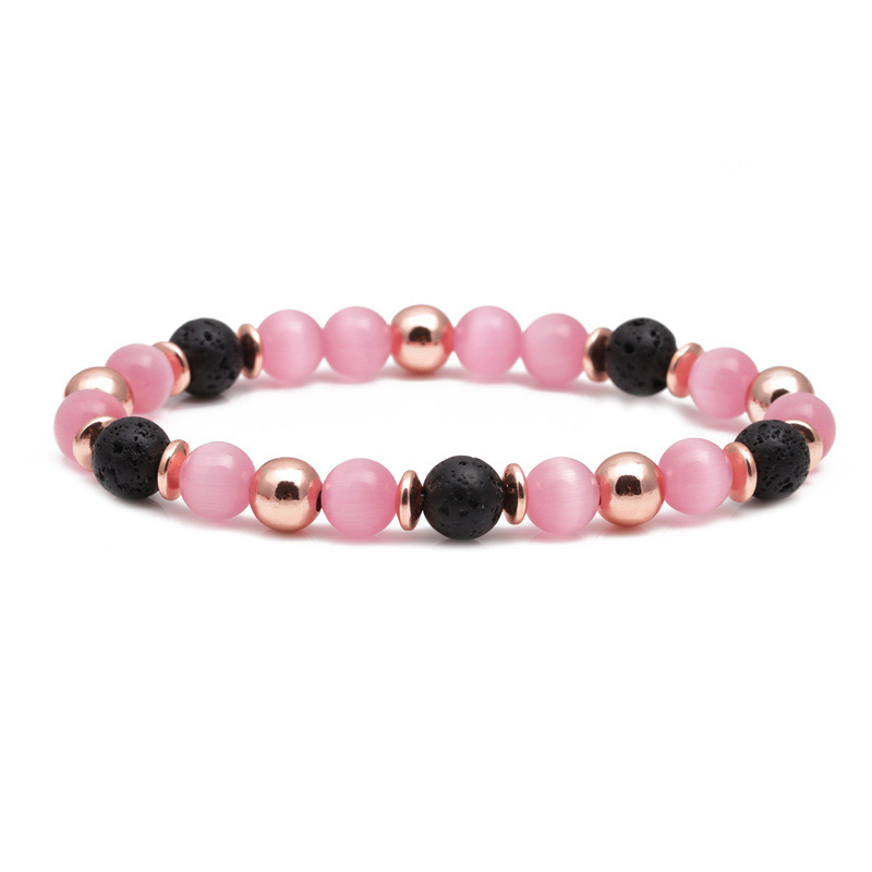 Розовый кварцевый камень розовый опал стеклянные бусинки браслет для женских украшений