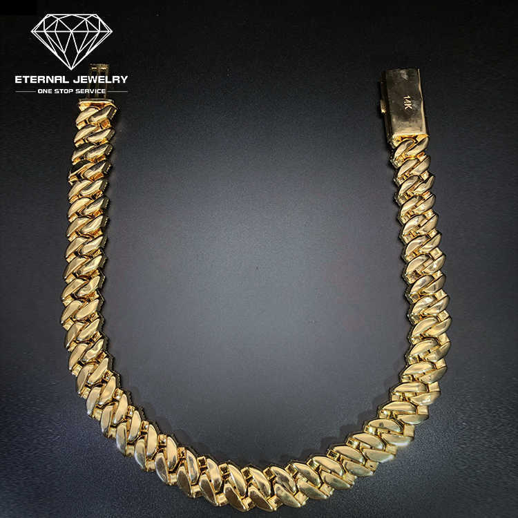 Factory Custom Men Hip Hop Iced Out 18inch Solid S925 10k 14k 18k Gold Yellow 10mm Moissanite Diamond Cuban Chain Link Necklace259p