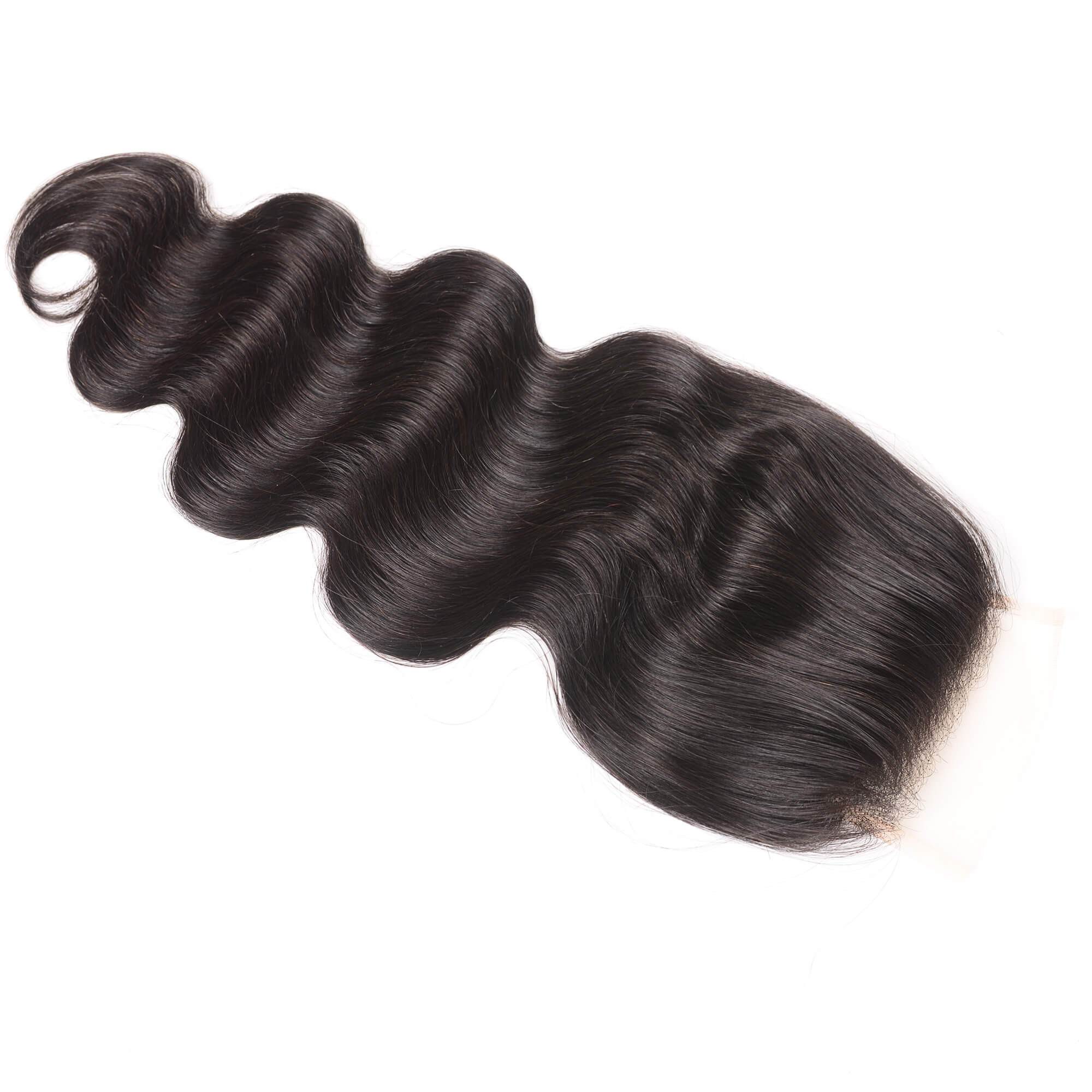 Body wave straight silky top lace closure 5x5 swiss transparent lace preplucked small knots