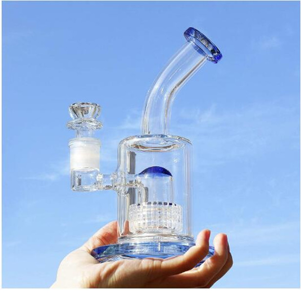 Reciclador Dab Rigs Hookahs Glass Water Bongs Fumar Glass Pipe Oil Rig Unqiue Glass bong con junta de 14 mm