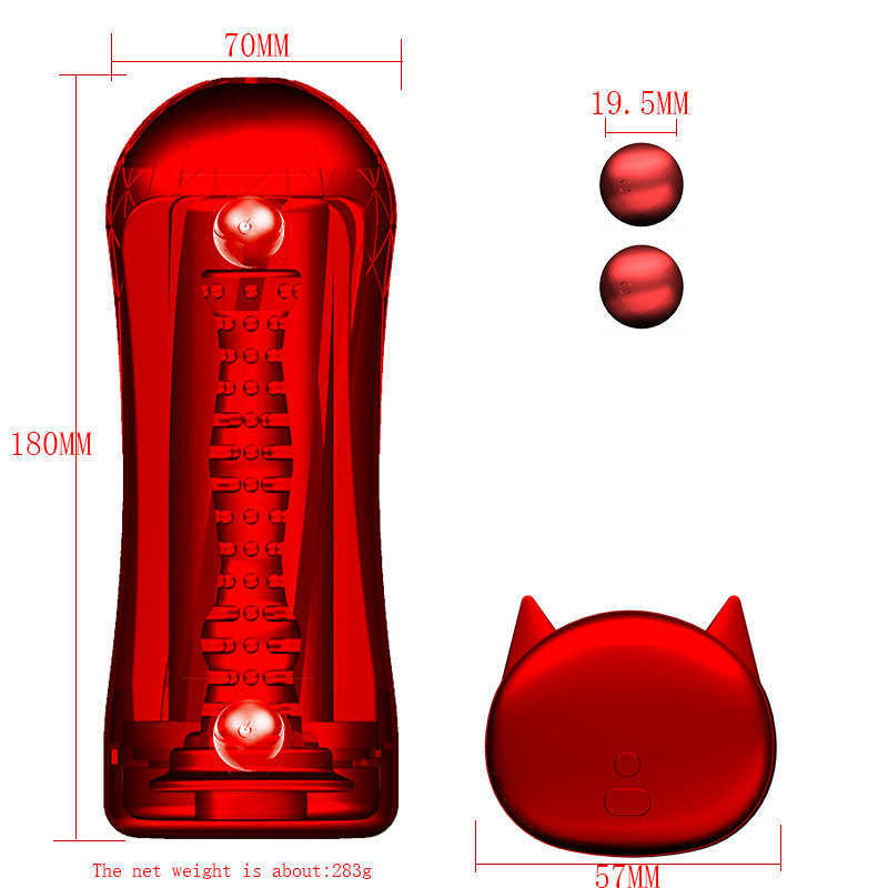 Beauty Items Wireless Blasting Machine Cup Penis Masturbation Device Crystal Transparent Double Vibration Shock Ball Male sexy tool for Men