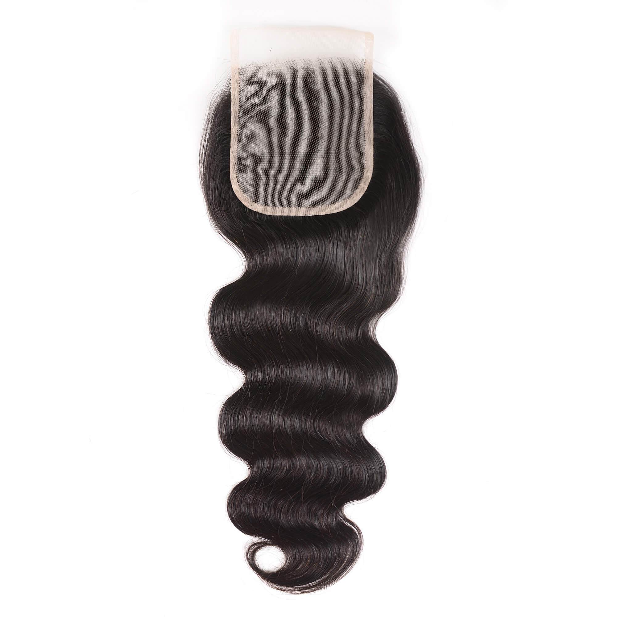 Body wave straight silky top lace closure 5x5 swiss transparent lace preplucked small knots