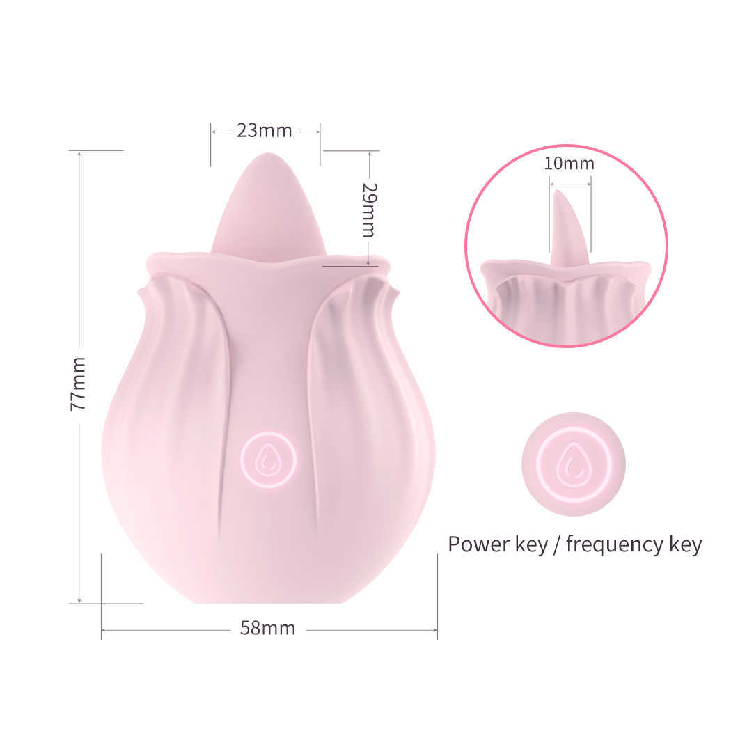 Artículos de belleza Rose Flower Tongue Vibrator 10 Modos de vibración Silicona Impermeable sexyual Toy para mujeres sexyy Toys