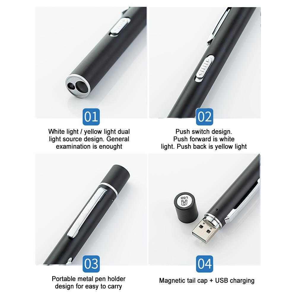 Flashlights Torches Portable LED Flashlight Work Light Medical First Aid Pen Light Torch Lamp With Pupil Gauge Measurements Doctor Nurse Diagnosis 0109