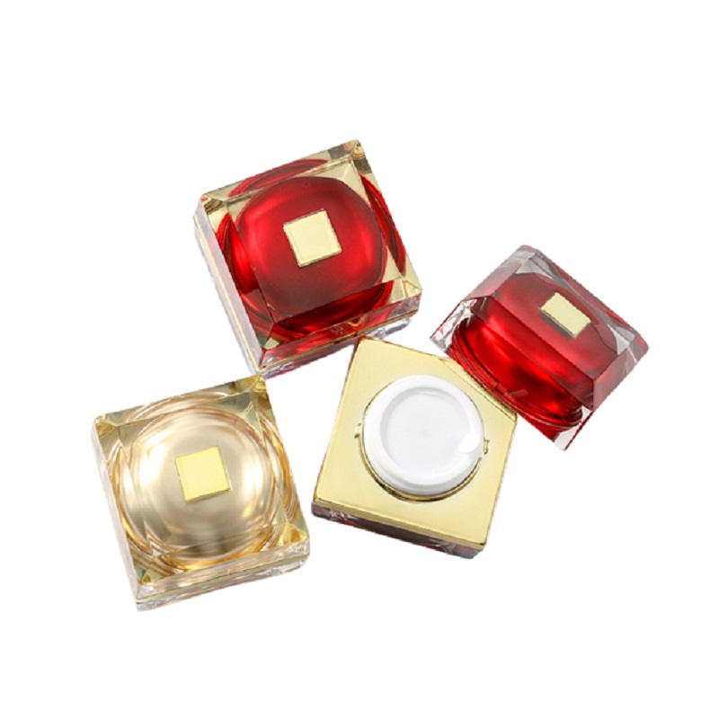 10 g goud rood wit vierkante acryl -hervulbare fles huidverzorging gezichtsroom potten lege cosmetische oogcrème monster potten containers