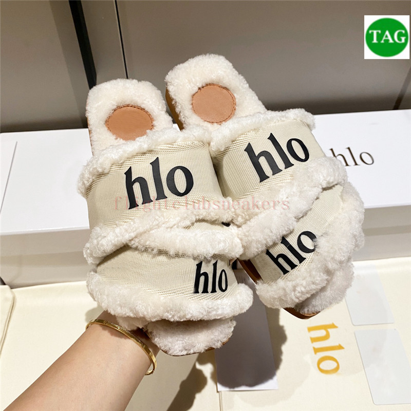 أزياء Coe Paris Designer Slippers Woody Flat Shearling Mule Slide Sandals White Black Beige Burgundy Women Shoes Winter Winter Sandal Womens Slides