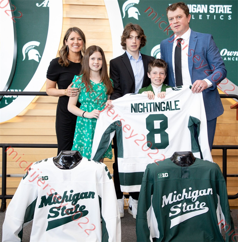 MSU Hockey Jersey Trey Augustine Patrick Geary Artyom Levshunov Austin Oravetz Maxim Strbak Tommi Mannisto Griffin Jurecki Customed Męs Młodzież MSU Jerseys