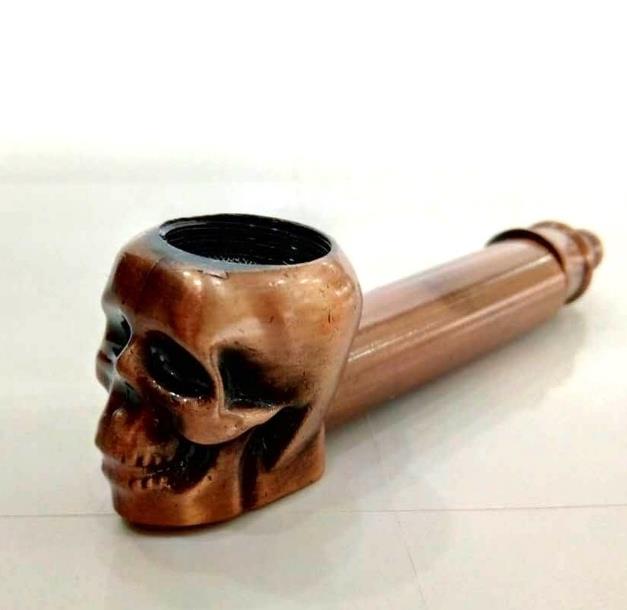 Skull Metal Pipe Zinc Alloy Tobacco Smoking Accessories Cigarette Hand Pipes Dry Herb Pipes 88m Silver Bronze Brass Three Colors with Mesh Screen Filter Blunt Holder