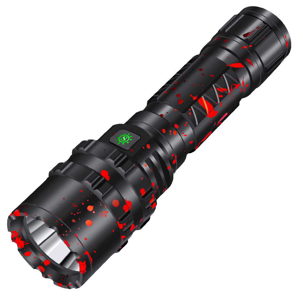 Flashlights facklor XHP70 Super kraftfull LED -ficklampa USB -laddningsbar taktisk fackla lampan Vattentät jaktfiske Lykta Använd 26650 Batteri 0109