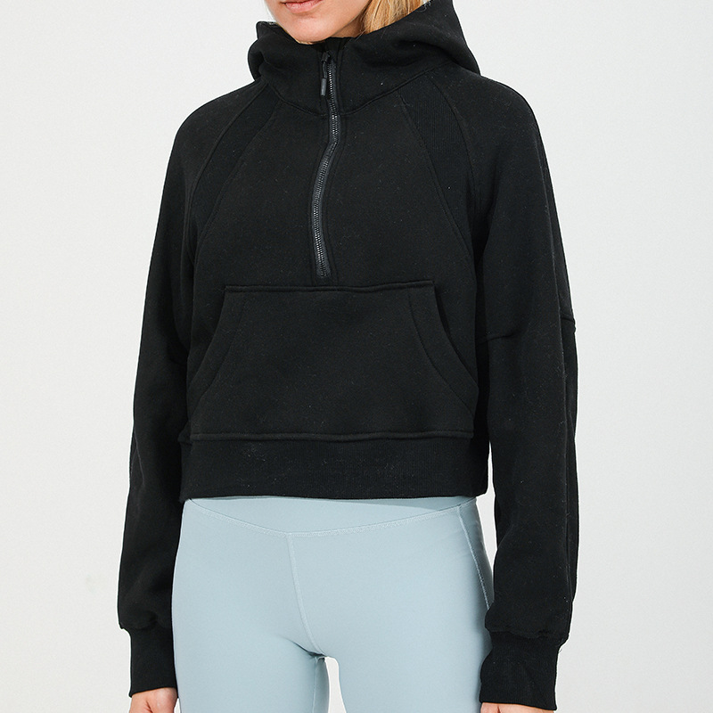 LL-88288 Kapuzenpullover, Übung, Fitness, Damen, Yoga-Outfit, Sportbekleidung, kurze Außenjacken, Outdoor-Bekleidung, lässig, für Erwachsene, Laufen, mit Kapuze, lange Ärmel