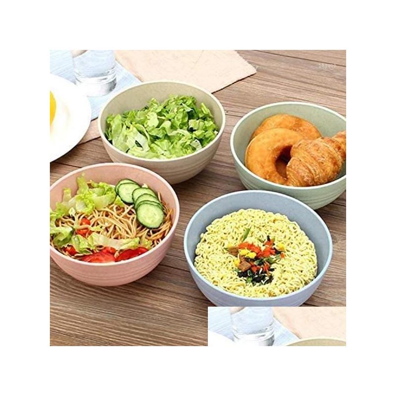 Dinnerware Sets Wheat St Unbreakable Reusable Lightweight Bowls Cups Plates Tableware Kitchen Cutlery Set Retail Drop Delivery Hom252H