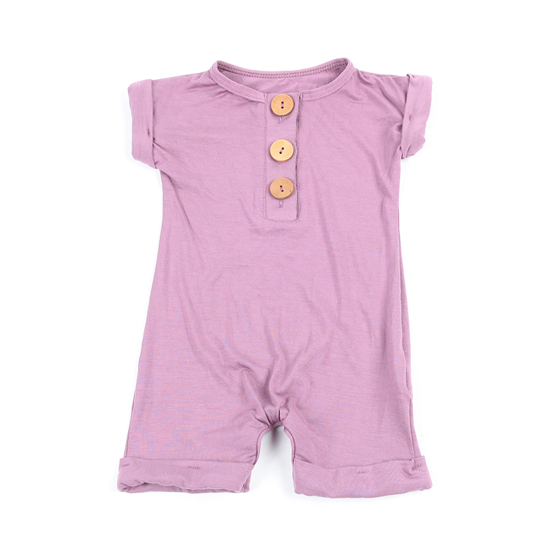 0-18M Summer Baby Girls Short Sleeve Clothes with Wooden Button Boys Romper Girl Jumpsuit Infant Playsuit Newborn Casual Outfit Spring